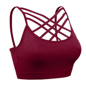 Wholesale Price Custom Women Fitness Cross <b>Back</b> Padded Sport Bra with Front Logo Removable Pads Medium <b>Support</b> for Yoga & Gym - Product Image 3