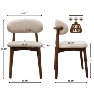 Set di 4 Sedie da Pranzo Imbottite in Flanella Color Cammello Chiaro con Gambe in Legno Massello di Noce, Senza Braccioli, per Cucina e Ristorante - Product Image 2