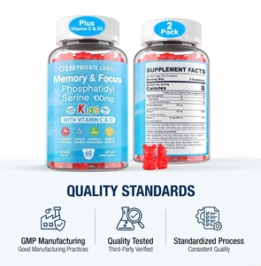 Gummies pour Enfants Concentrées en Phosphatidylsérine 100mg avec Vitamines C et D3, Sans Sucre, Véganes, Sans OGM – Vente en Gros - Product Image 4