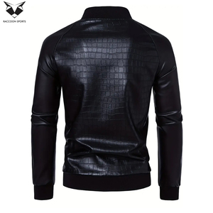 Veste en cuir texturé pour homme, coupe-vent, confortable, écologique, design tendance et urbain, sur mesure - Product Image 2