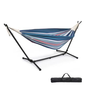 Hamac double robuste avec support, pour 2 personnes, intérieur/extérieur, sac de transport portable, bleu violet - Product Image 1