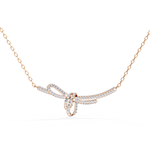 Collier Pendentif Nœud Papillon Diamant Élégant, Bijou Scintillant en Cristal, Cadeau Romantique, Accessoire de Mode Raffiné pour Femme - Product Image 1