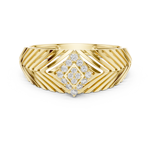 Anillo Minimalista Unisex con Diamante Cultivado en Laboratorio, Diseño Chevron, Chapado en Rodio, Oro Amarillo de 18K, para Boda/Compromiso/Regalo/Uso Diario en la Oficina - Product Image 1