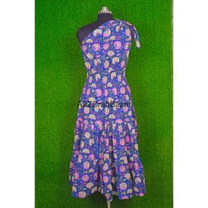 Tunique mi-longue moulante décontractée sexy à épaules dénudées, 100 % coton, faite à la main, imprimé floral écologique, pour fêtes et plage - Product Image 6