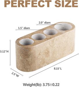 Holder for Bathrooms, 4-Slots <b>Marble</b> Toothbrush and Toothpaste Holder <b>Stand</b> Bathroom Organizer Countertop for Toothbrush - Product Image 3