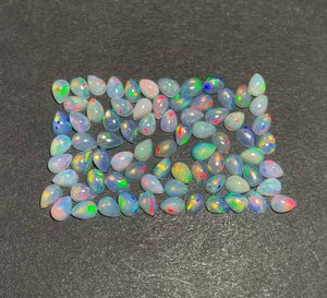 Natural Ethiopian Opal Pear Cabochon Loose Gemstone Wholesale Lot Jewelry Making Play Of Color <b>Stone</b> - Product Image 1