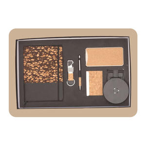 Ensemble cadeau d'entreprise en cuir PU 6 pièces : agenda, stylo, porte-clés, porte-cartes, batterie externe, support de téléphone, impression personnalisée, boîte cadeau couleur personnalisée - Product Image 1
