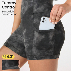 Gym Style Women High Waisted Yoga Shorts Custom Moisture Wicking Quick Dry Breathable Spandex/Cotton Stretch Shorts <b>Pattern</b> for - Product Image 2