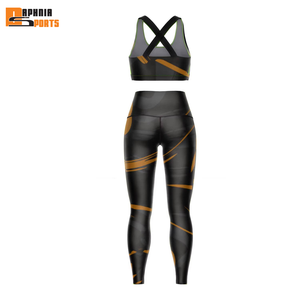 Conjunto deportivo personalizado de 2 piezas para mujer, ropa elástica para fitness, yoga al aire libre, ropa deportiva, conjunto de yoga sublimado para entrenamiento. - Product Image 2