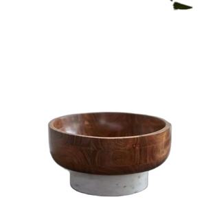 Bol décoratif moderne en marbre et bois, plateau central pour la décoration de la maison contemporaine, style de table - Product Image 1