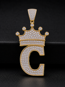 Custom Letter C Hip Hop <b>Crown</b> Pendant 925 Sterling <b>Silver</b> Moissanite Iced Men's Statement Streetwear Jewelry Luxury Gift - Product Image 1