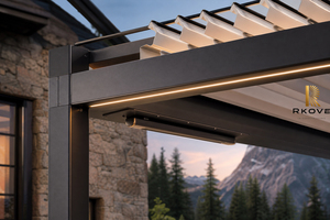 Pérgola Moderna de Aluminio con Recubrimiento en Polvo para Exteriores Rkove Freestanding Mountain Spa 5x5m con Interfaz para Calefactor e Iluminación LED - Product Image 2