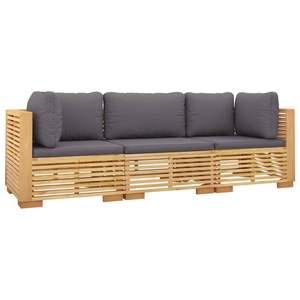 Conjunto de Muebles de Jardín de Madera de Teca Gris Oscuro, 100% Poliéster, 100% Natural, Sofás de Jardín - Product Image 3