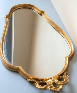 Large Golden Mirror <b>Arch</b> Mirror, Baroque Wall Mirror, Scalloped Gold Leaf <b>Frame</b> - Product Image 3