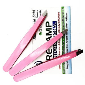 ECo-Friendly Japanese Stainless Steel Pink Color Eyebrow Tweezers Slanted Tip With Custom Logo - Product Image 6
