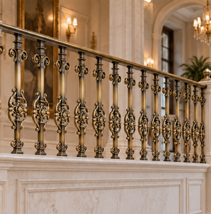 Rampe d'escalier en bronze à motifs floraux pour hôtels de luxe, villas, escaliers et intérieurs architecturaux décoratifs - Product Image 4