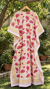Luxury Cotton <b>Kaftan</b> For Women's | Handmade Floral Print <b>Kaftan</b> | Loose Fit Beach & Resort wear Nightwear <b>Kaftan</b> - Product Image 6