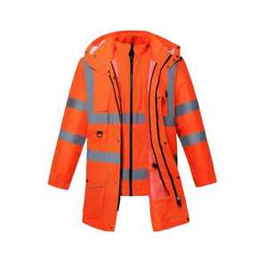 Veste de travail à capuche imperméable haute visibilité pour hommes, veste de sécurité réfléchissante pour l'hiver, vêtements de travail de sécurité - Product Image 1