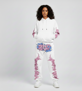 Ensemble personnalisé pour femme : survêtement deux pièces basique avec sweat à capuche, veste zippée et pantalon évasé, coupe ajustée, style jogging - Product Image 2