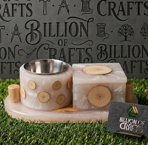 Boîte de rangement en bois naturel et résine époxy pour Oud, avec brûleur d'encens Bakhoor, artisanale, cadeau pour le Ramadan et l'Aïd, décoration islamique pour la maison - Product Image 1