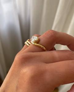 Jewellery Fashion 925 Sterling <b>Silver</b> Wave Twisted <b>Solitaire</b> Pear Cut Prong Crystal Wedding Anniversary <b>Ring</b> Set Women - Product Image 2