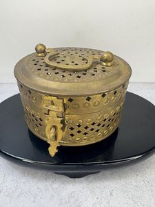 Unique Brass Cricket <b>Box</b> For Traditional Indian Decor With Decorative <b>Floral</b> Motif And Elegant Storage Utility - Product Image 4