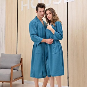 High Quality 100% <b>Waffle</b> Cotton Winter Summer Spring Bath Hotel Sleeping Gown Soft Breathable - Product Image 5