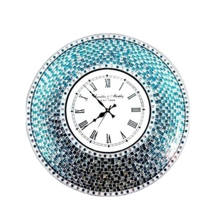 Horloge murale en verre avec miroir en mosaïque, décoration de qualité supérieure de luxe - Product Image 2