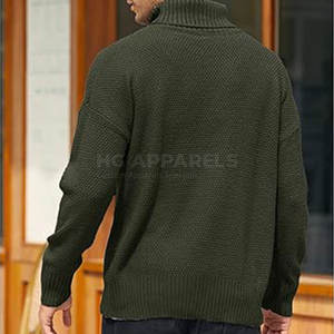 Pull d'hiver pour homme de style classique, faible MOQ, en mélange de coton et de laine, tissu respirant, logo frontal, confort durable, haute qualité - Product Image 5