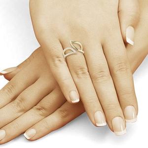 Bague en or massif 10K/14K/18K de luxe avec diamant de laboratoire, motif feuille, bande ouverte, bijou statement délicat, idéal pour l'empilage, cadeau pour elle - Product Image 5