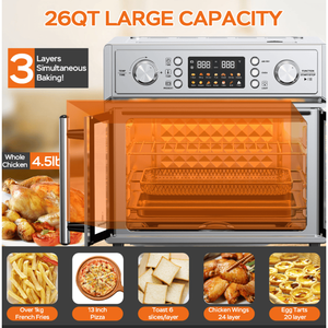 Forno Multifunzione a Doppia Porta Francese da 26QT, Grande Capacità, 1700W, Forno per Pizza, Macchina per il Pane, 14 Menu Preimpostati, 7 in 1 - Product Image 6