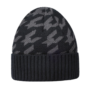 Gorro Unisex con Patrón Geométrico, Gorro de Invierno Tejido, 100% Acrílico, Diseño con Puño, para Adultos, Circunferencia de Cabeza 56-58CM - Product Image 3