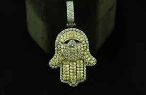 Delicado Colgante de Mano de Hamsa, Joyería Espiritual de Buena Suerte, Colgante de Plata 925, Colgante Mano de Fátima, Colgante Hip Hop Iced Out Faith - Product Image 4