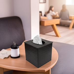 Boîte à mouchoirs carrée en métal noir antique |   Support de distributeur artisanal résistant à la rouille avec revêtement en poudre et finition martelée décorative - Product Image 3