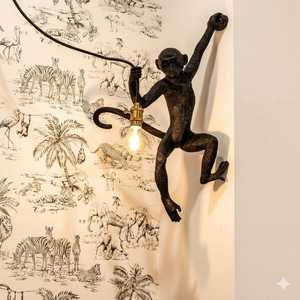 Lámpara de Pared con Forma de Mono, Acabado Multicolor, Escultura Contemporánea de Animal, Decoración Artística para Sala de Estar - Product Image 3