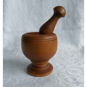 Mortier et pilon en bois 180 pour broyage manuel d'épices et herbes naturelles - Écologique - Product Image 1