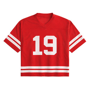 Camiseta Deportiva Unisex de Malla Roja para Fútbol Americano, Transpirable, de Poliéster, Estilo Urbano, Cuello en V, Uniforme de Equipo, Fabricante Personalizado - Product Image 3