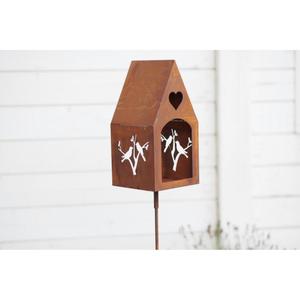 Casa para pájaros de hierro con diseño grabado personalizado, con acabado antioxidante, para montar en el suelo, para decoración de jardín y granja. - Product Image 2
