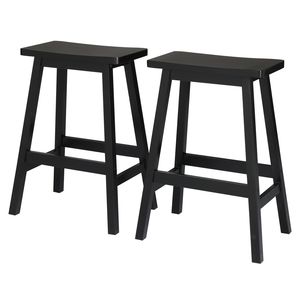 2 sgabelli da bar moderni neri con seduta in legno di pino e struttura in metallo di alta qualità per cucina e bar domestico - Product Image 1