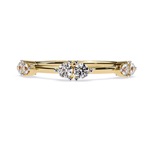 แหวนเพชรทรงกลมแบบฝังหนามเตย ทองคำแท้ 14k สำหรับผู้หญิง ดีไซน์คลาสสิก เรียบง่าย สามารถสวมซ้อนกันได้ เหมาะสำหรับเป็นของขวัญ วันครบรอบแต่งงาน - Product Image 2