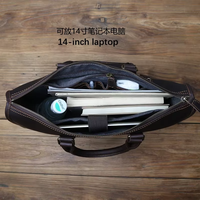 Porte-documents en cuir vintage pour homme, sacoche pour ordinateur portable 14 pouces, usage quotidien, durable, faite à la main, écologique, légère et protectrice
