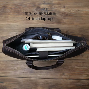 Porte-documents en cuir pour hommes, sac pour ordinateur portable 14 pouces, sac messager léger et durable fait à la main, LLB-0102 - Product Image 6