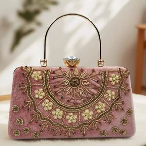 กระเป๋าคลัทช์งานปักคริสตัลเพชรประดับมุกสำหรับงานเลี้ยงงานแต่งงานทำมือสำหรับผู้หญิง - Product Image 4