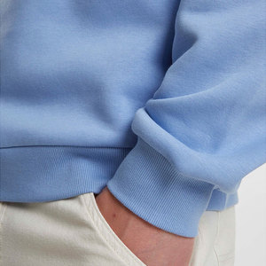 Sweat-shirt à col rond bleu clair pour homme, coupe classique, en coton tricoté, pull décontracté, style automne, couleur unie, manches longues - Product Image 4