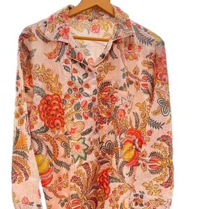 Handmade Floral Block Printed Cotton Pajama Set <b>for</b> <b>Women</b> Ethnic Casual Style 100% Indian Cotton <b>Night</b> Wear <b>Shirt</b> Pant - Product Image 1