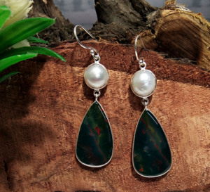 Natural Bloodstone Smoky Quartz 925 Sterling Silver Punk Style Handmade Gemstone <b>Drop</b> Earrings Women Anniversary Wedding Gift - Product Image 5