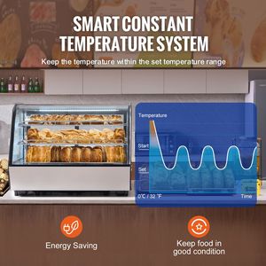 Commercial 5 Cu.Ft./146L Countertop 2-Tier LED Lighted Pastry Display <b>Refrigerator</b> Refrigerated Display Case - Product Image 4
