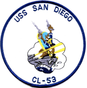 USS San Diego CL-53 Patch brodé écologique en forme de cercle à coudre sur toile PVC, personnalisable, idéal pour un cadeau - Product Image 1
