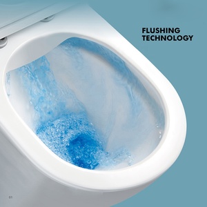 Thiết bị vệ sinh một mảnh dual-tuôn ra hiện đại gốm trở lại tường nhà vệ sinh với P-trap không có bể ngồi Pan - Product Image 6