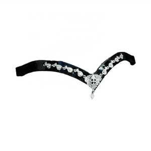 Banda de cejas de caballo de charol indio de calidad genuina Diseño de lujo real Premium con cristales. - Product Image 1